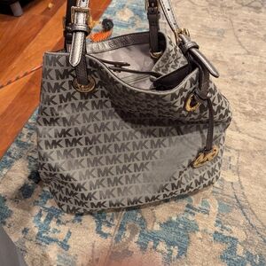 Michael Kors Black and Gray Monogram Shoulder Bag